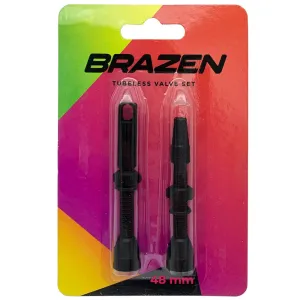 Brazen Tubeless Valves Black 48mm Pair
