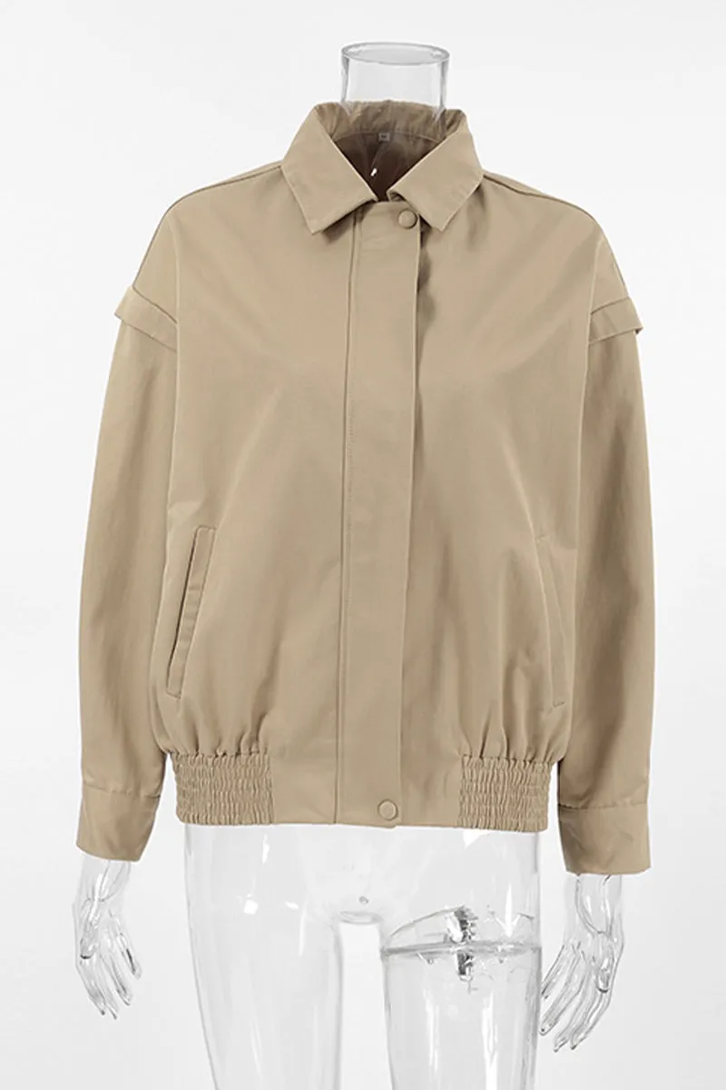 Casual Street Patchwork Zipper Turndown Collar Outerwear