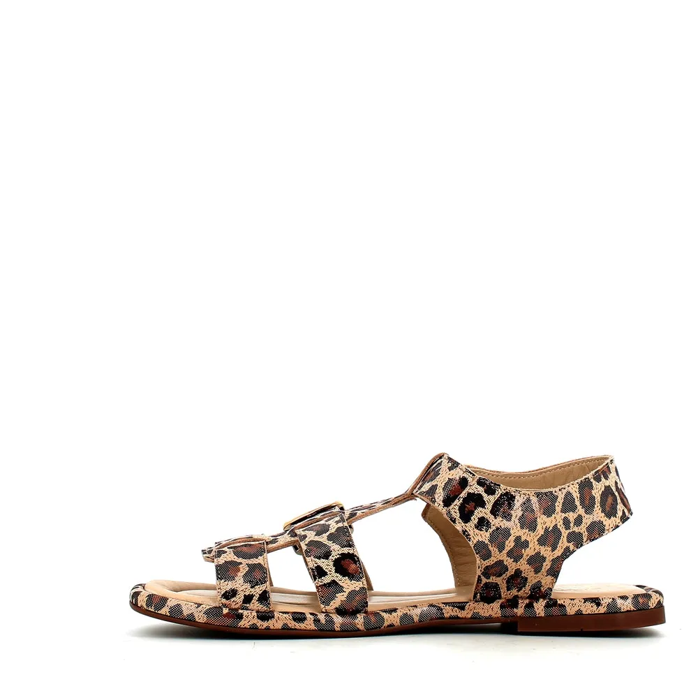Cinders Edit Gladiator Sandal Grey Leopard