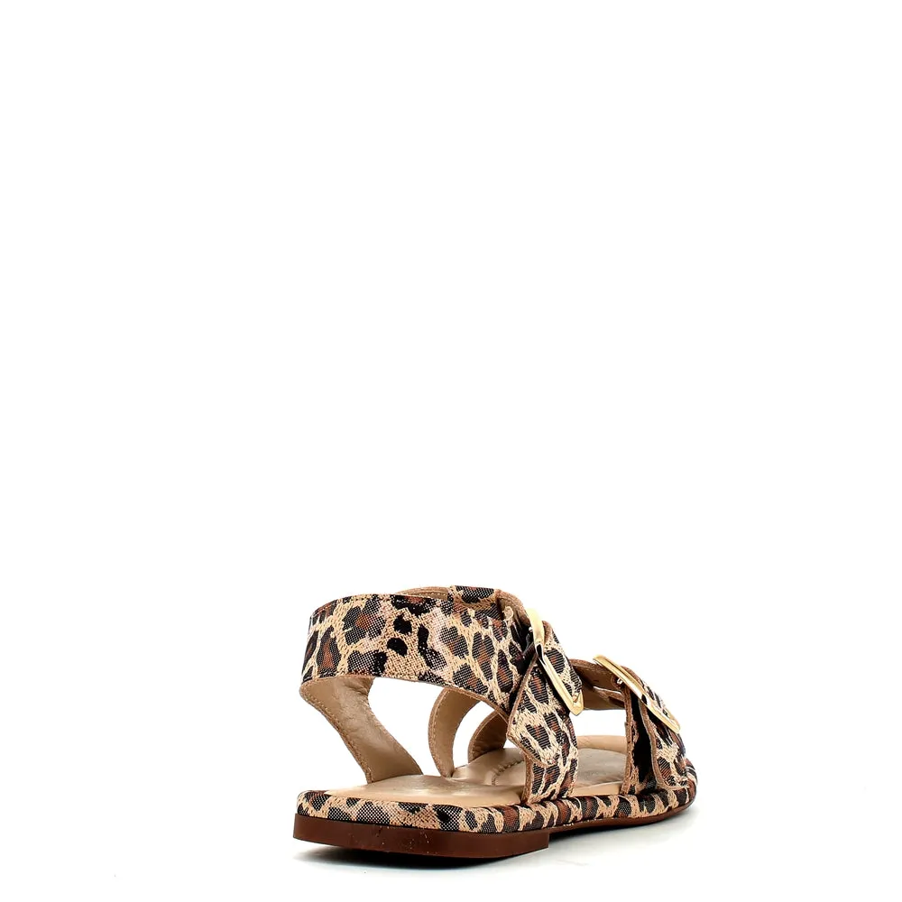 Cinders Edit Gladiator Sandal Grey Leopard