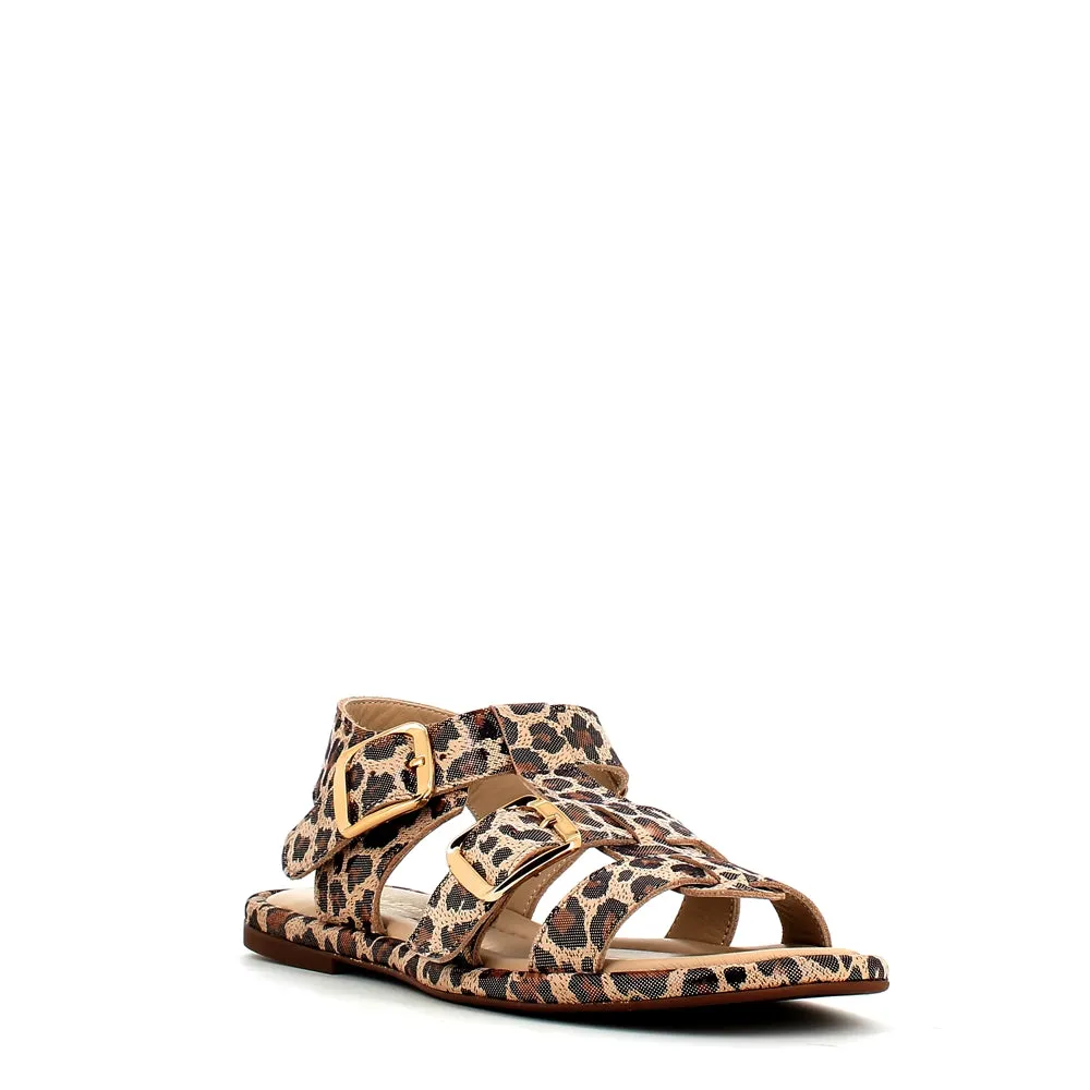 Cinders Edit Gladiator Sandal Grey Leopard