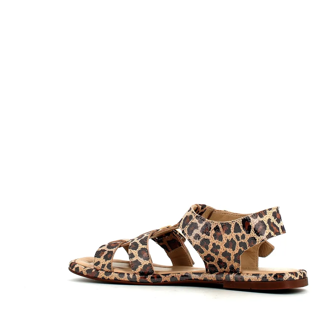 Cinders Edit Gladiator Sandal Grey Leopard
