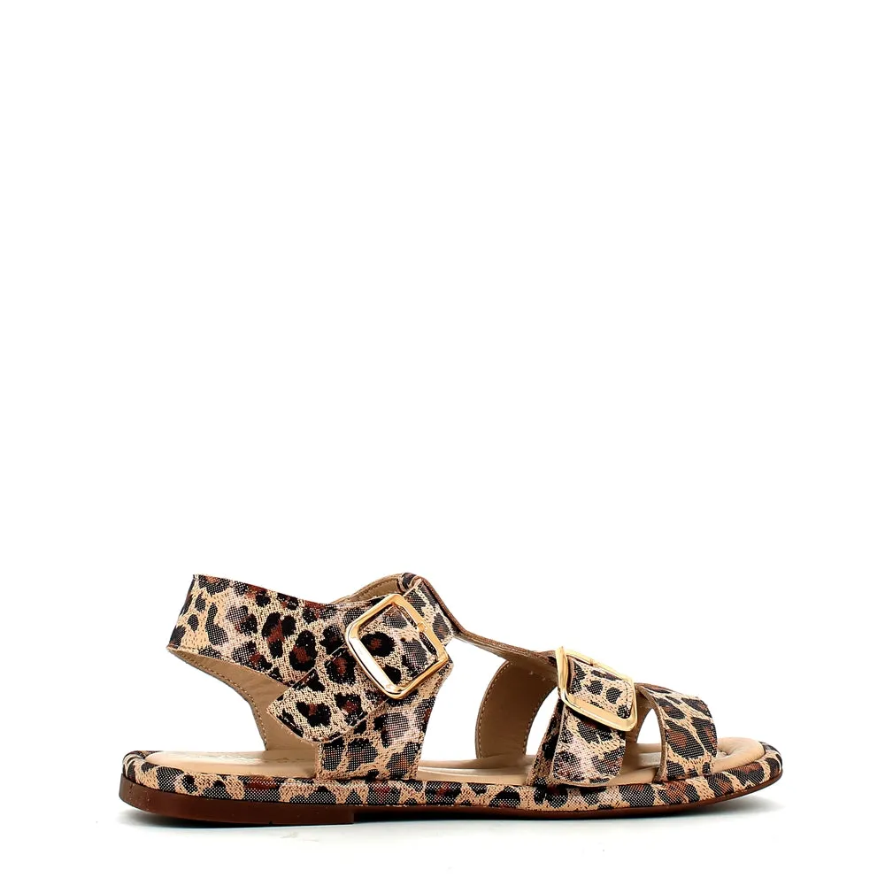 Cinders Edit Gladiator Sandal Grey Leopard