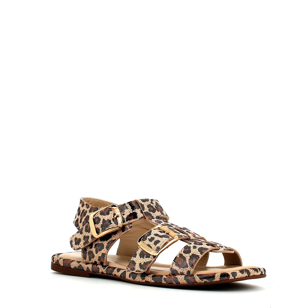 Cinders Edit Gladiator Sandal Grey Leopard