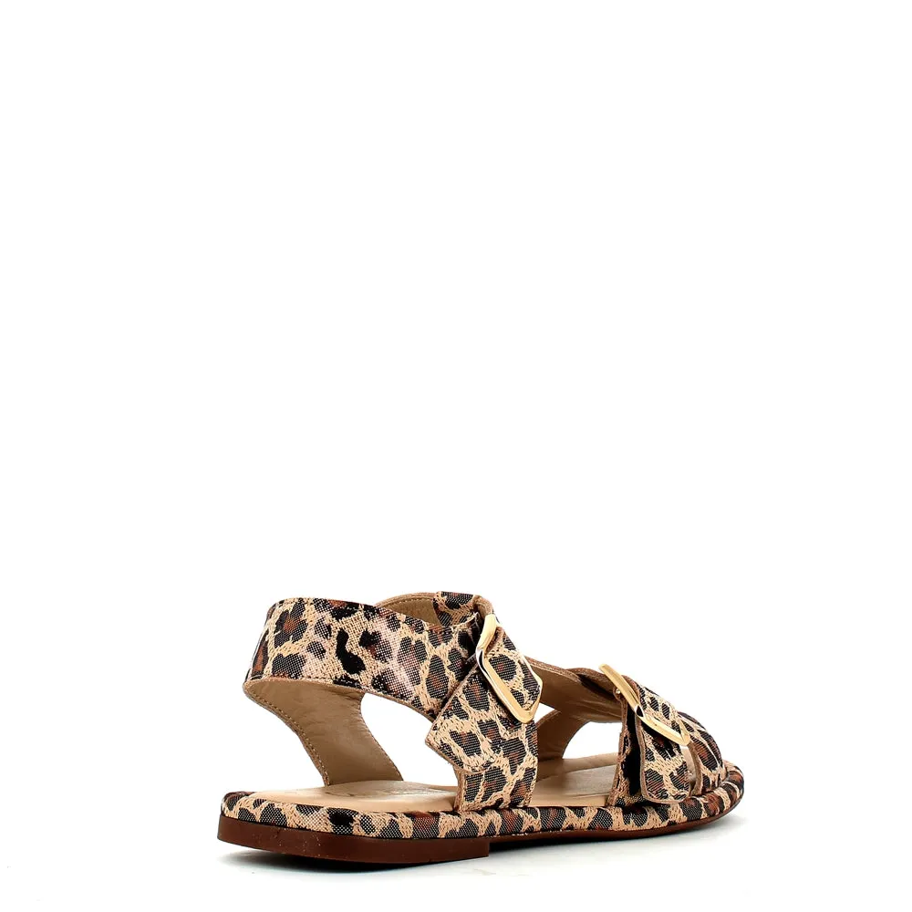 Cinders Edit Gladiator Sandal Grey Leopard