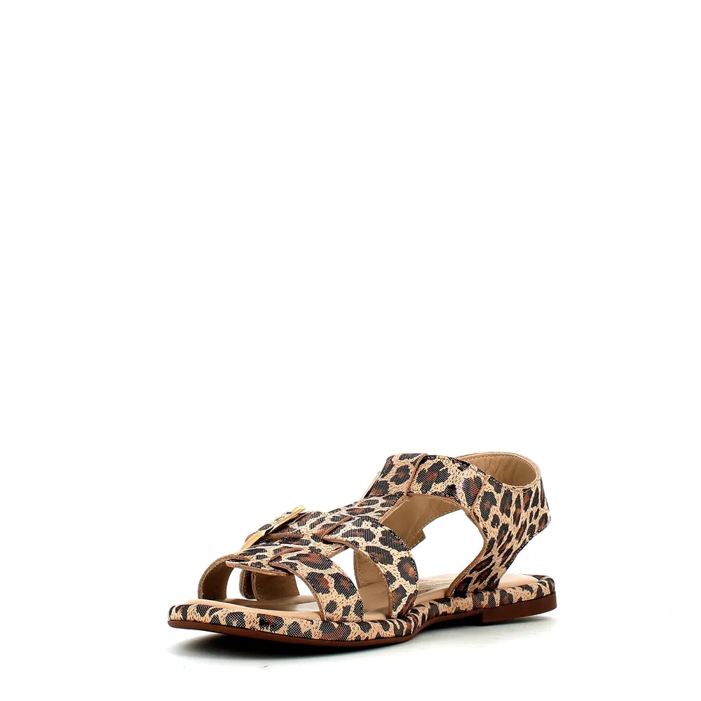 Cinders Edit Gladiator Sandal Grey Leopard