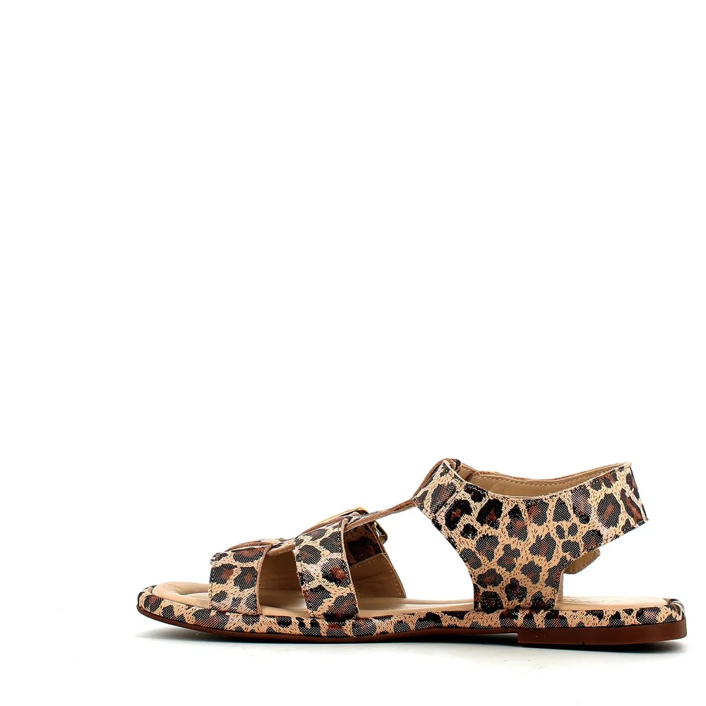 Cinders Edit Gladiator Sandal Grey Leopard
