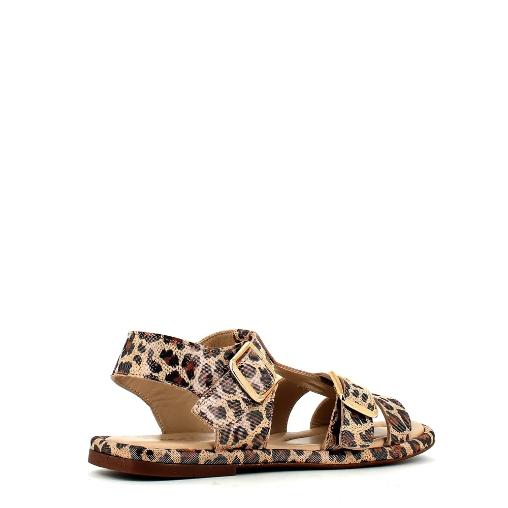 Cinders Edit Gladiator Sandal Grey Leopard