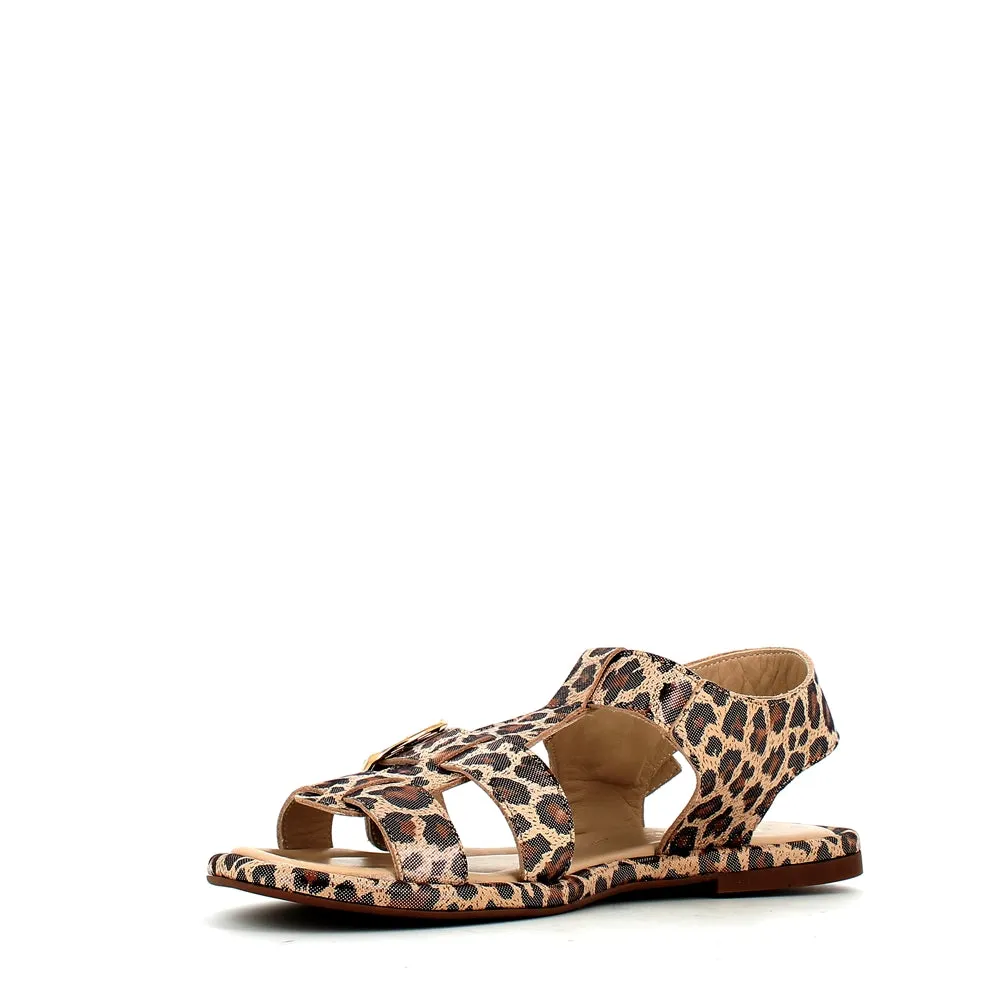 Cinders Edit Gladiator Sandal Grey Leopard