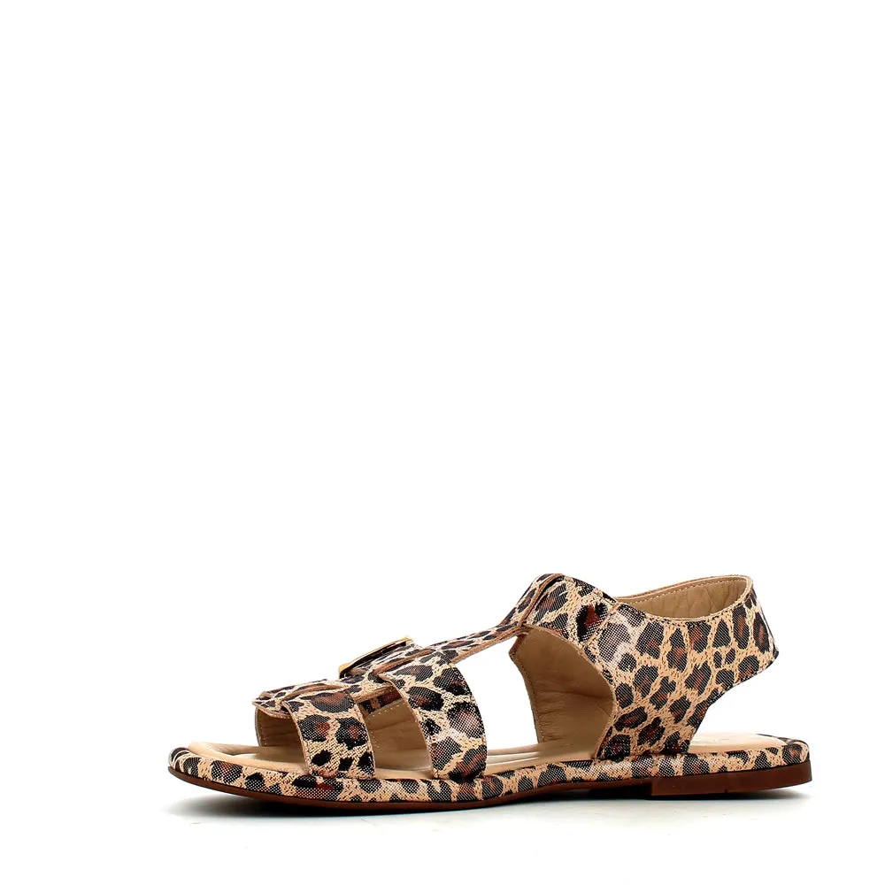 Cinders Edit Gladiator Sandal Grey Leopard