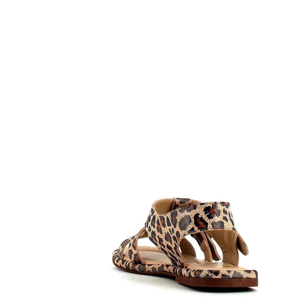 Cinders Edit Gladiator Sandal Grey Leopard