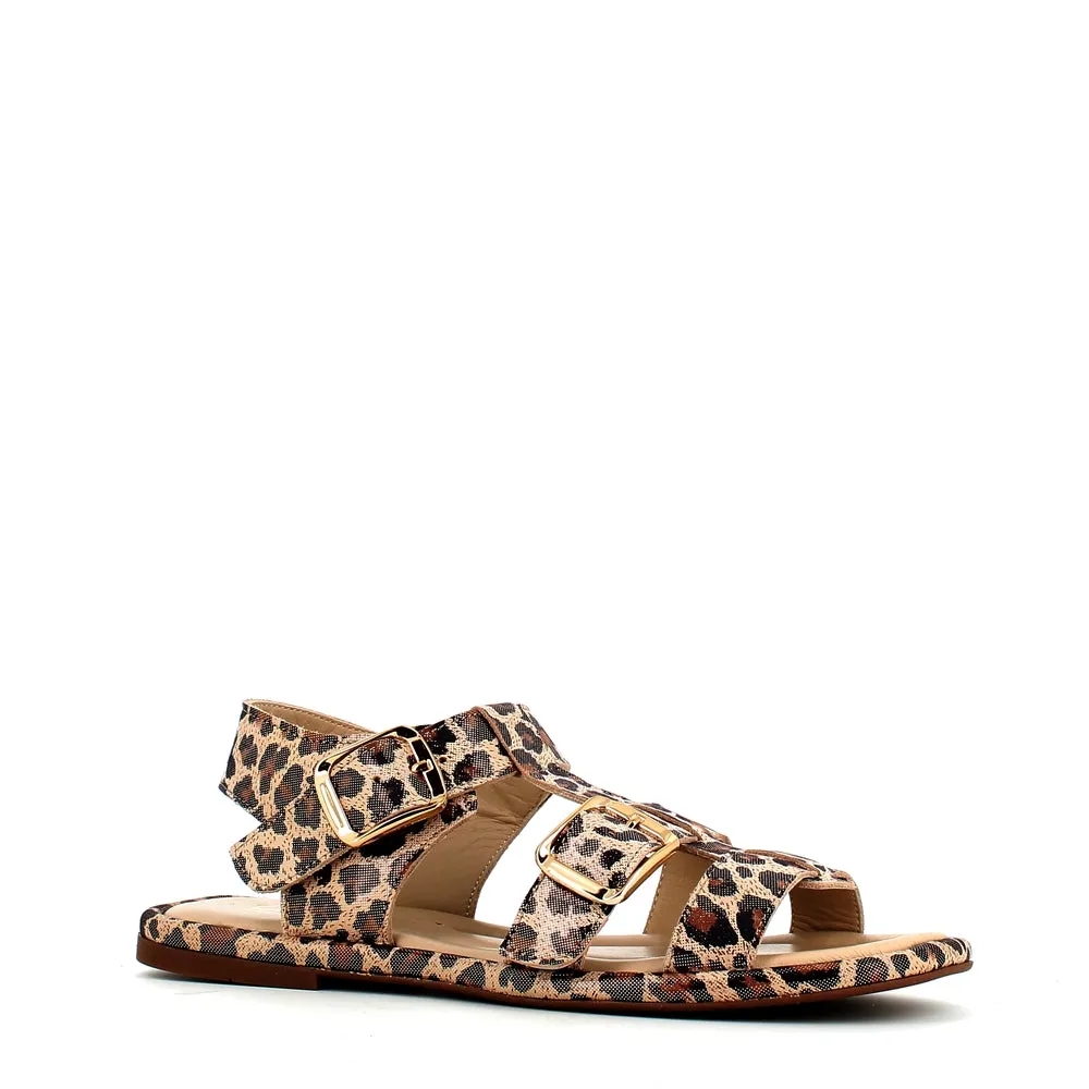 Cinders Edit Gladiator Sandal Grey Leopard