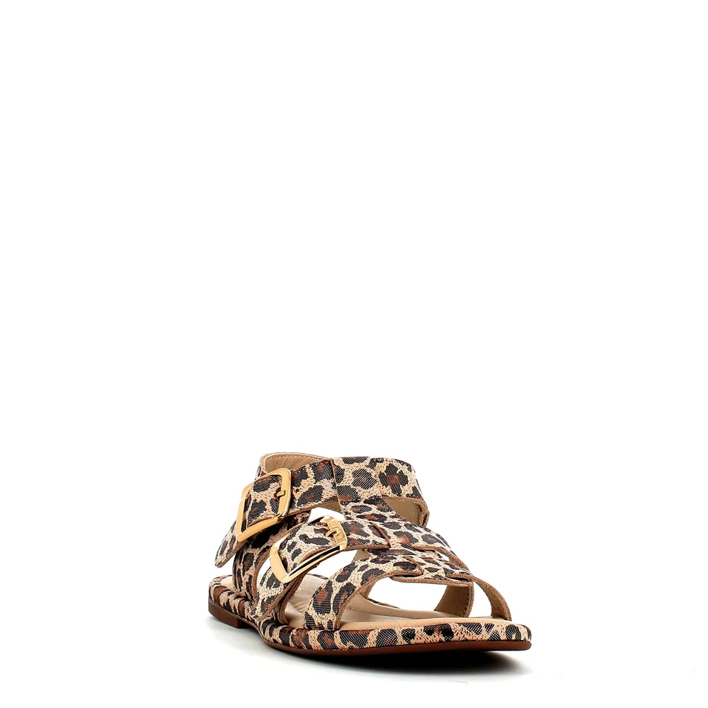 Cinders Edit Gladiator Sandal Grey Leopard