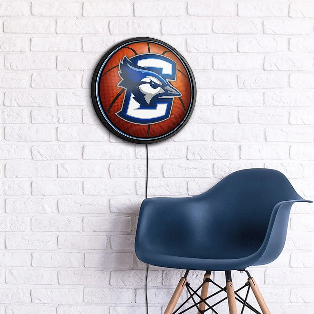 Creighton Bluejays: Basketball - Round Slimline Lighted Wall Sign