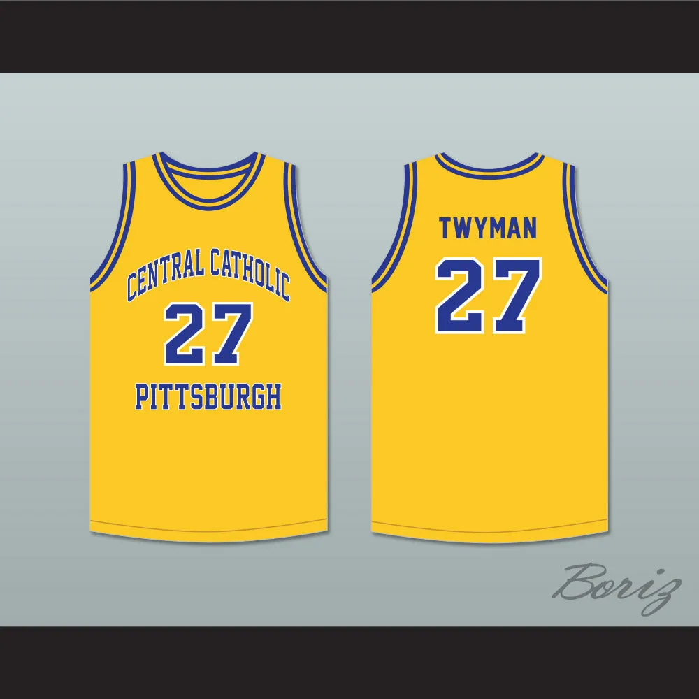 Jack Twyman 27 Central Catholic High School Pittsburgh Vikings Yellow Gold Basketball Jersey