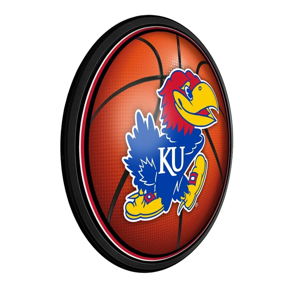 Kansas Jayhawks: Basketball - Round Slimline Lighted Wall Sign