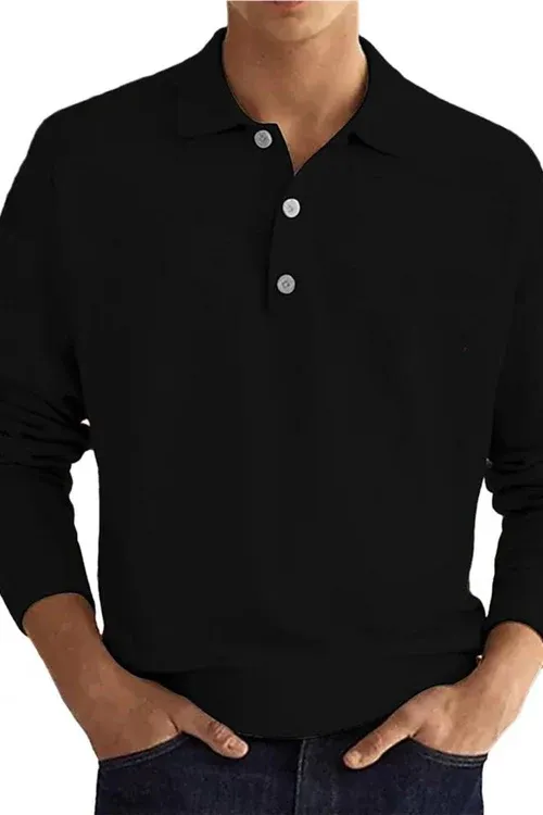 LuxPolo - Heren Lange Mouw Polo Trui, Zachte Gebreide Casual Pullover