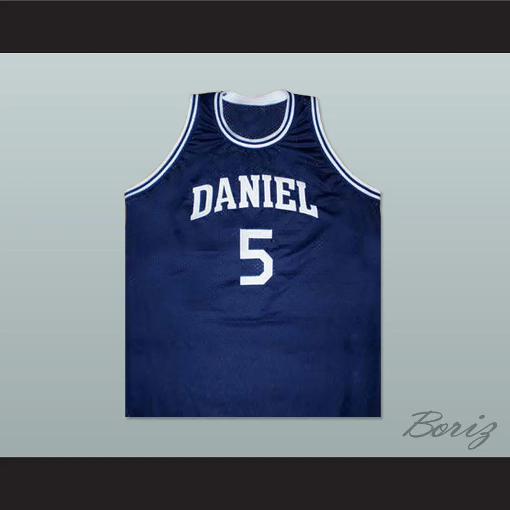 Pete Maravich 5 Daniel High School Navy Blue Basketball Jersey